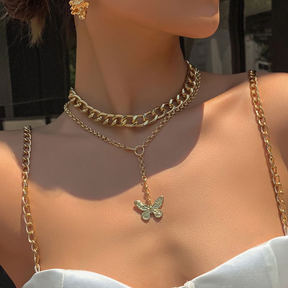 Butterfly Pendant Alloy Chain Necklace