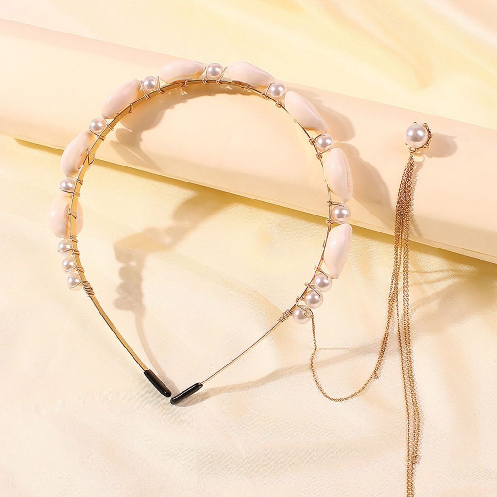 Shell Pearl Chain Tassel Headband