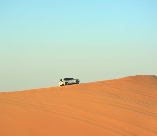 car on landscape of the desert